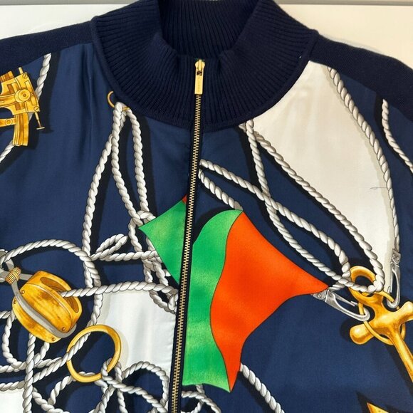 Vintage Lauren Ralph Lauren Silk Equestrian Print Vest Womens 3X Navy Preppy - Picture 10 of 13